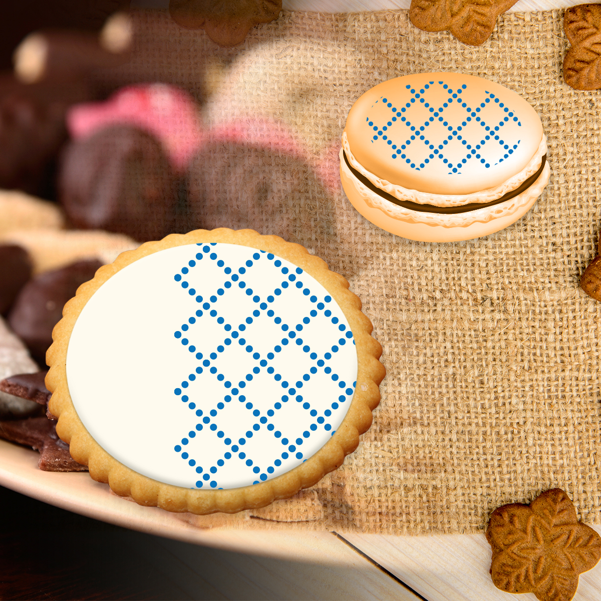 Stencil PETG Design Cookies Pastry Sweet Sugar Geometric form Dot Love